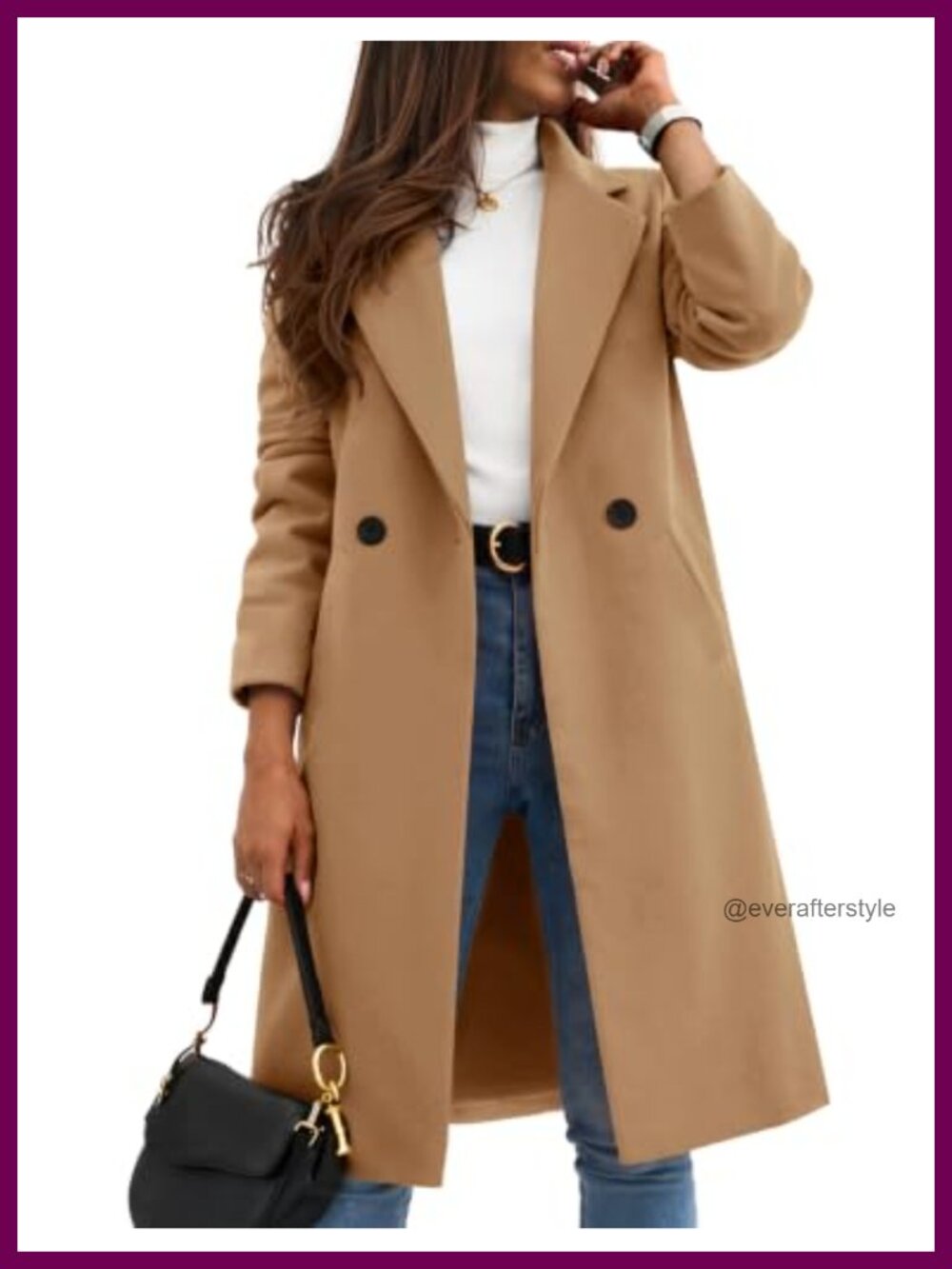 Zeagoo Women Wool Blend Peacoat Notch Lapel Mid Length Winter Coat